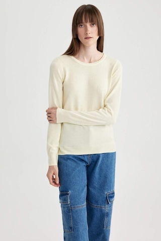 DeFacto Regular Fit Bisiklet Yaka Yumuşak Dokulu Basic Düz Triko Kazak F7091AZ23WNYL496 Sarı