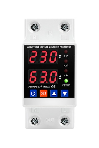 Yunboo Ev Salonu Akıllı Akım-voltaj Koruyucu 63a Beyaz, Otomatik Yeniden Başlatma, Aşırı Akım-aşırı Gerilim Koruması, Jjvpd1