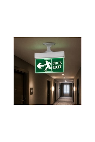 Ct-9165 Şarjlı Led Exit Acil Çıkış Armatürü Sol Yön Oklu Çıkış Yönlendirme Tabelası