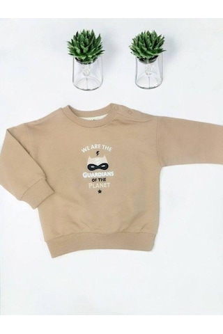 Çikoby Erkek Bebek Guardians Yazılı Sweatshirt-14868 Bej