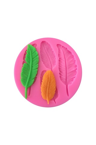 Kendin Yap Kalıp Silikon Kek Kalıbı Dekoratif Şekil Yaprak Desenl Pembe