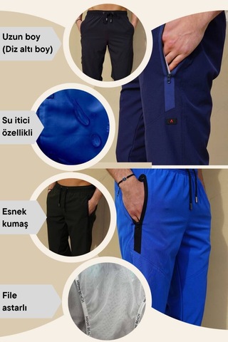 Siyah Diz Altı Uzun Model Su İtici Özellikli Likralı Esnek Kumaş Erkek Plaj Deniz Kapri Şort - 941-siyah 001