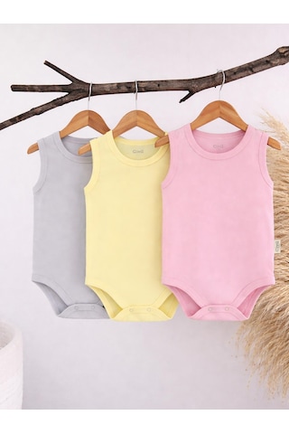 Civil Baby 3'lü Karışık Renk 3-36 Ay Çıtçıtlı Badi - Pembe