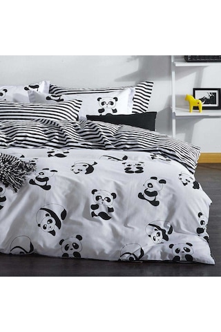 Eponj Home Kolay Ütülenir Nevresim Takımı Çift Kişilik B-W Panda Diğer