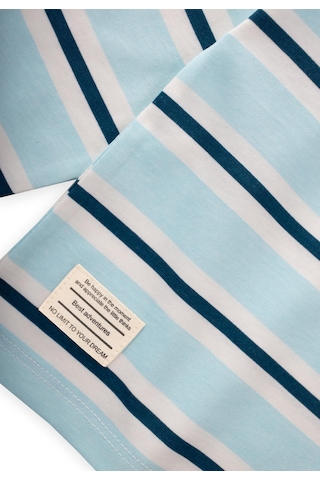 Çizgili Uzun Kollu T-shırt Takım 2-12 Yaş Turkuaz Lacivert Çizgili Turkuaz