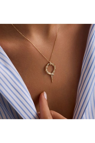 Sembolgold Yılan Kolye Özel Tasarım 3.0 Cm Uc 45 Cm Zincir T14385 Renkli