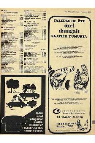 İzmir 1982-1983 Meslek Reklam İlanı Efemera S609