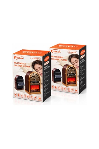 Solar - İbreli Şömineli Radyo - Retro Am - Fm - Sw Usb - Type-c Sarjlı Bt - Tf - Usb Speaker Yg-6041bts Bx40