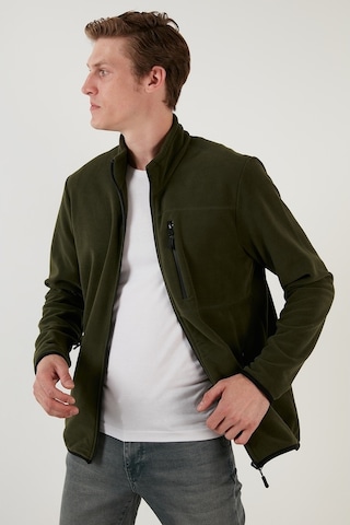 Buratti Slim Fit Fermuarlı Cepli Dik Yaka Polar Erkek Hırka 5906028 Haki