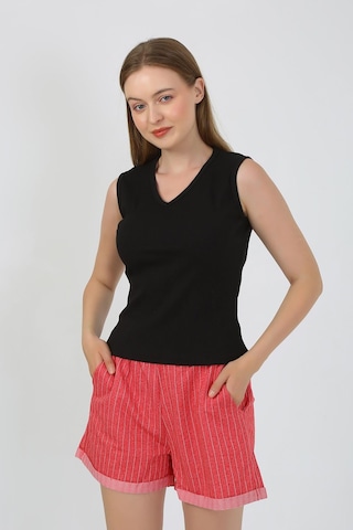 Akbeniz Kadın Kalın Askılı Şortlu Pijama Takım Siyah 3632
