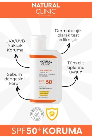 Natural Clinic SPF50+ Leke Karşıtı Yüksek Koruma Nemlendirici Güneş Kremi 50 ML