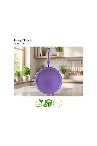 30 Cm Granit Krep Tavası - Violet Violet