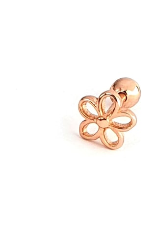 Çiçek Figürlü 925ayar Gümüş Rose Tragus Kıkırdak Piercing Altın