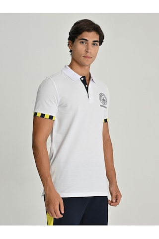 Erkek Trıbun Çubuk Detaylı Polo Beyaz
