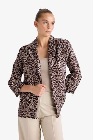 Defacto Loose Fit Ceket Yaka Leopar Desenli Blazer Ceket E1483ax25aubn225 Kahve
