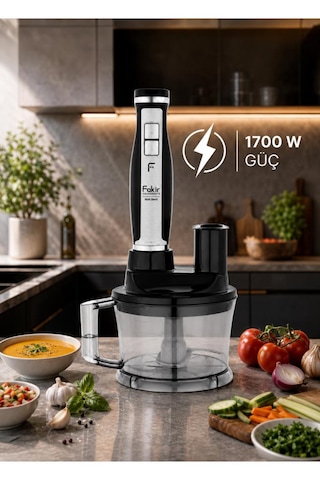 Fakir Multi Blend 1700 W Siyah El Blender Seti, Doğrayıcı, Çırpıcı, Rende Ve Dilimleme Aparatlı