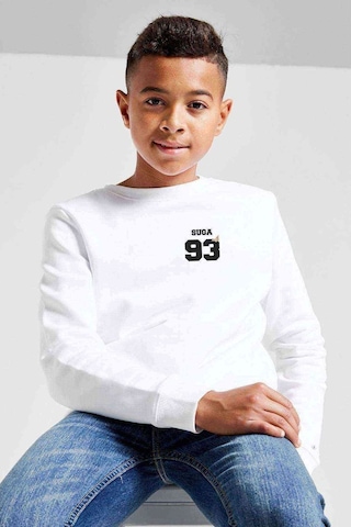 Tshirthane Bts Suga 93 Baskılı Unisex Çocuk Beyaz Sweatshirt