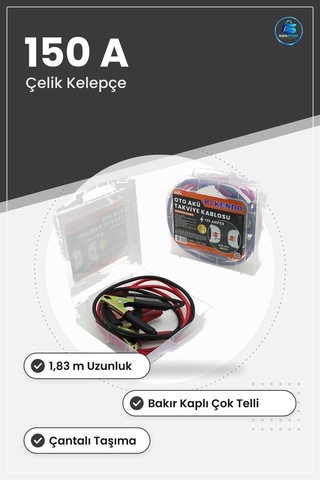 Akü Takviye Kablosu 150a 1,83 M Çantalı Bakır Kaplı Çok Telli Çel