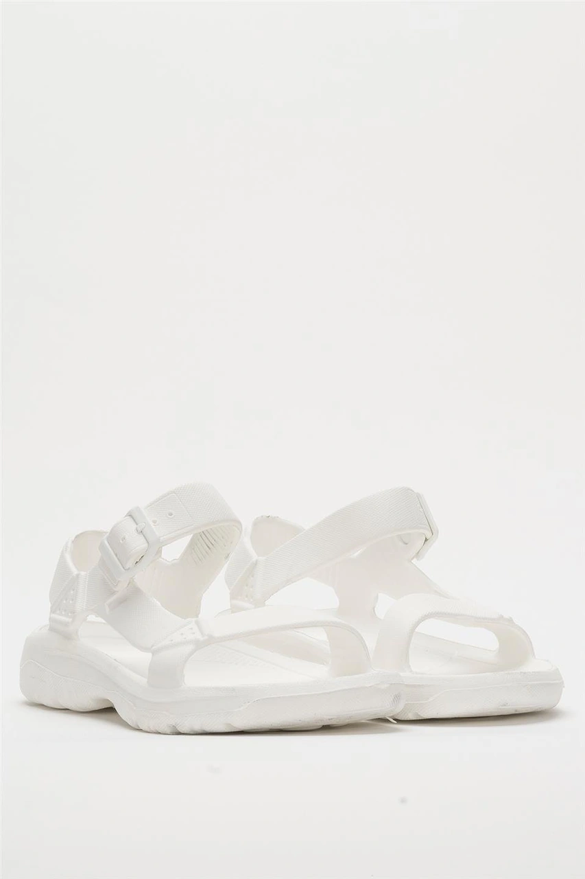 Unisex Eva Spor Kaymaz Yürüyüş Sandaleti Beyaz BEYAZ