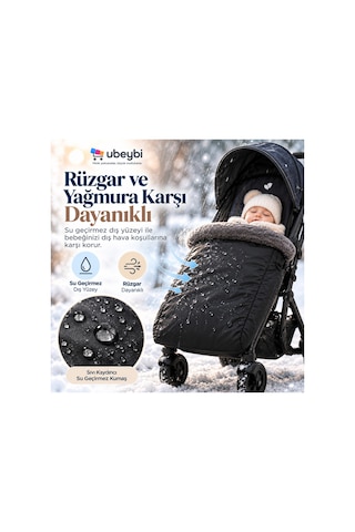 Universal Kışlık Puset Ayak Örtüsü - Su Geçirmez Rüzgar Dayanıklı Sıcak Polar Bebek Arabası Footmuff 0-3 Yaş Siyah