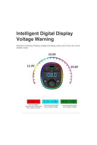 Geeroyoo Çift Usb Portlu, Kablosuz Fm Vericili, 7 Renk Led Işıklı, Bt 5.0 Destekli Araç Mp3 Çalar Ve Şarj Cihazı