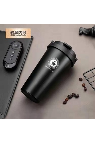 Rongcai X-01 Paslanmaz Çelik Vakum Bardak Ofis Kahve Fincanı Kulplu Kupa 500 Ml Taşınabilir