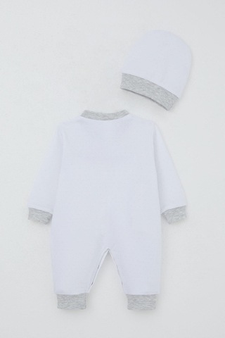 Breeze Erkek Bebek Tulum Nokta Desenli 0-6 Ay, Beyaz Beyaz