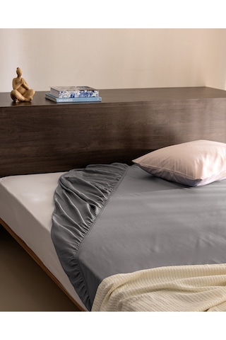 Ciel Tek Kişilik Plus %100 Pamuk Lastikli Saten Çarşaf - Gri 8684427179215 Gri