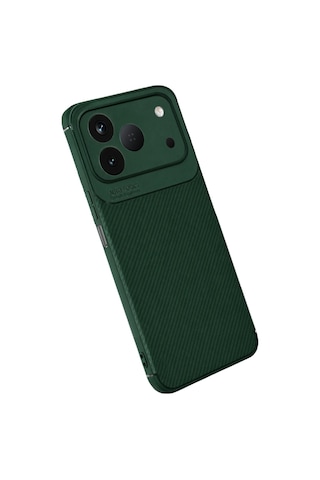 Tecno Spark 50 4g Kılıf Karbon Silikon Case Yeşil