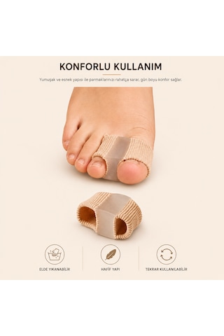 Ayak Baş Parmak Eğriliği Düzeltici Silikon Makaralı Bunyon Halluks Valgus Baş Parmak Koruyucu Silikon 2 Adet Kırmed