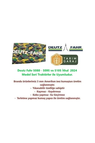 Deutz Fahr 5080-5095 Ve 5105 İthal 2024 Model Traktör Kılıfı Branda - Kaporta Kılıfı Ve Koltuk Kılıfı