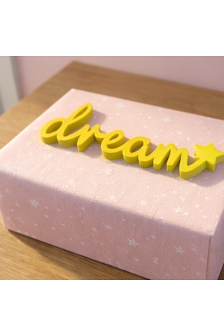 Dream Yazılı Yıldızlı Dekoratif Duvar & Raf Süsü Modern Masaüstü Dekor Sarı