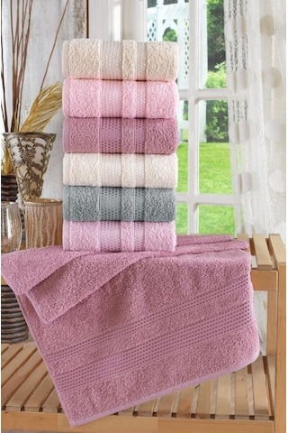 Zeynep Tekstil Stars Pamuklu El ve Yüz Havlu Seti 6'lı 50 x 90 CM Çok Renkli