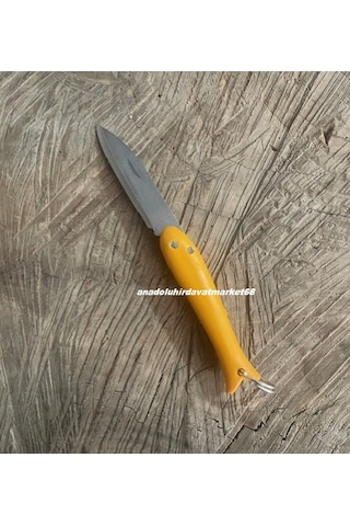 Dmr Çelik Balık Model Mini Kamp Çakı Anahtarlık Kamp Çakı Mini Cep Kamp Çakısı El Yapımı 5cm Sarı