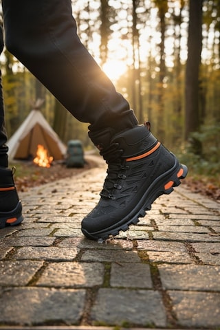 Enoch Erkek Su Geçirmez Kürklü Waterproof Outdoor Trekking Ve Dağcı Botu Siyah - Turuncu