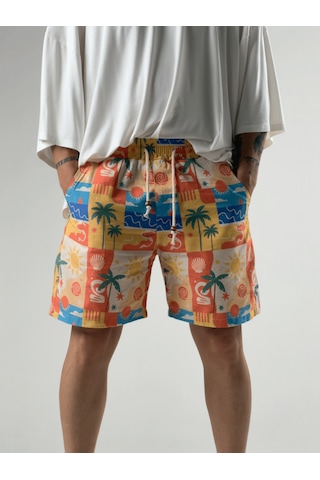 Cocopelli Summer Vibes Patchwork Gabardin Erkek Şort Coc3284 Desenli