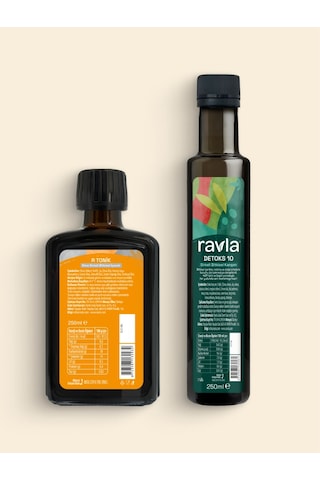 2'li Ürün - Ravla R Tonik Elma Sirkeli Bitkisel İçecek - 250ml / Ravla Detoks-10 Sirkeli Bitkisel İçecek - 250ml