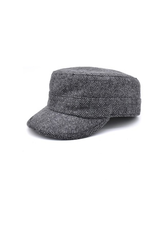 Külah Erkek Yün Fidel Castro Şapka Wool Military Hat - Gri