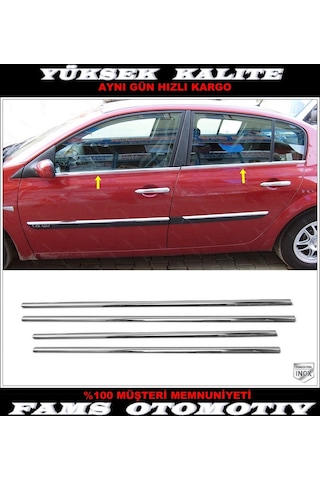 Renault Megane 2 Krom Cam Çıtası 2002-2009 Arası P. Çelik  Sedan
