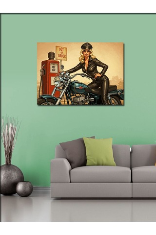 Kanvas Tablo Motosikletli Kadın Kahraman 70cmx100cm