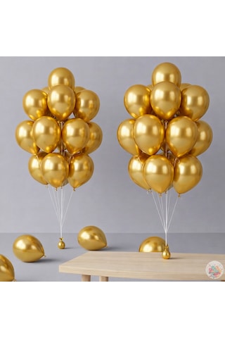 Metalik Altın Balon 20 Adet 11" 28cm Parti Ve Doğum Günü Balonu Metalik Altın Metalik Altın Balon 20 Adet 11" 28cm Parti Ve Doğum Günü Balonu Metalik Altın
