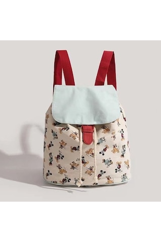 Charhp&kejnt Orijinal Niş Tasarım Mickey Mouse Sırt Çantası Şık Ve Çok Yönlü Bağcıklı Büyük Kapasiteli Okul Çantası Beyaz