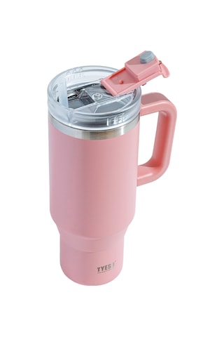 Tyeso Qq Termos Sızdırmaz Pipetli Çift Duvarlı Vakumlu 900ml Pembe