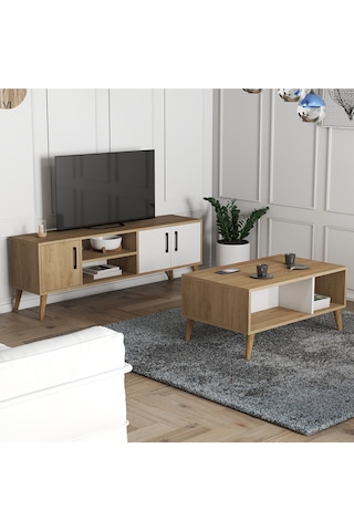 Set 1584-2074 Exxen Tv Ünitesi + Exxen Orta Sehpa - Sepet-beyaz Rengi
