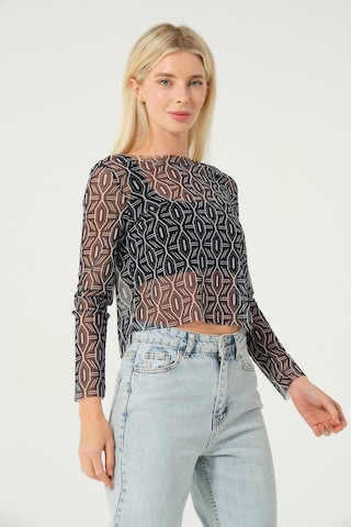 Transparan Bluz Siyah Lacivert