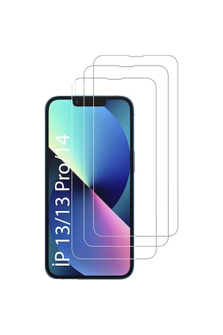 3'lü Paket Apple Uyumlu iPhone 13 / Apple Uyumlu iPhone 14 9h Temperli Cam Ekran Koruyucu 3 Adet