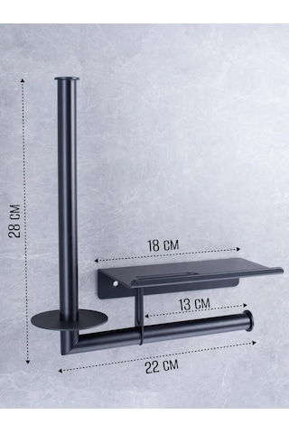 Familitto Kendinden Yapışkanlı Duvar Tipi Tuvalet Kağıdı Tutucu 298422674 Siyah