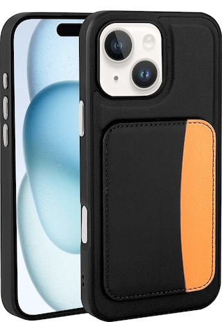 Apple Uyumlu iPhone 13 Kılıf Kartlıklı Zore X-kart Silikon Kapak - Koyu Gri Koyu Gri