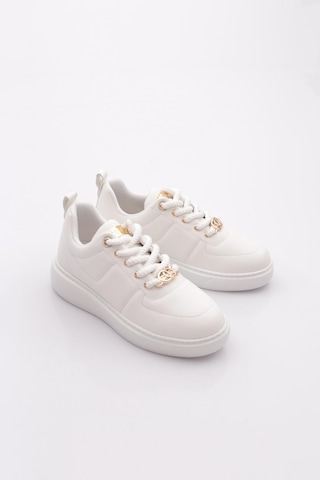 Dgn B1009 Kadin Aksesuarli Sneakers Ayakkabi Beyaz