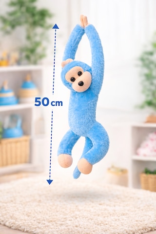 50 Cm Uzun Kollu Peluş Maymun Cırt Cırtlı Eller, Asılabilir Yumuşak Oyuncak Açık Mavi